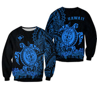 Hawaii Polynesian Sweatshirt Blue Sea Turtles Hawaiian LT13 Unisex Blue - Polynesian Pride