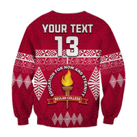(Custom Text and Number) Beulah College Sweatshirt Ngatu Pattern Tonga LT13 - Polynesian Pride