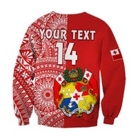 (Custom Text And Number) Tonga Sweatshirt Tongan Coat Of Arms Ngatu Pattern LT14 - Polynesian Pride