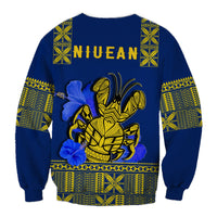 Niue Sweatshirt Happy Constitution Day Niuean Hiapo Crab With Map LT14 - Polynesian Pride