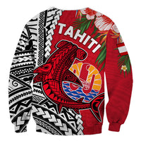 Tahiti Islands Sweatshirt Polynesian Shark Mix Tropical Flowers LT14 - Polynesian Pride