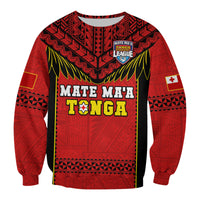 (Custom Text And Number) Tonga Rugby Sweatshirt Mate Maa Tonga Pacific Ngatu Black LT14 - Polynesian Pride