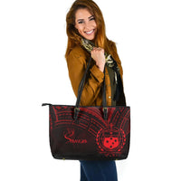 Samoa Leather Tote - Red Color Cross Style - Polynesian Pride