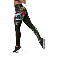 Samoa Hibiscus Leggings Black - Polynesian Pride