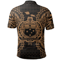 Samoa Polo Shirt Samoan Coat Of Arms Map Polynesian Tattoo Gold - Polynesian Pride