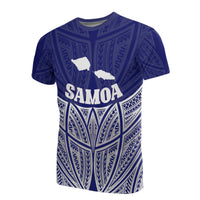 Samoa Polynesian T Shirt Blue Pride Map And Seal Unisex Blue - Polynesian Pride