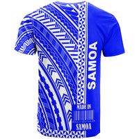 Samoa Custom T Shirt Barcode Blue Color - Polynesian Pride