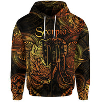 Scorpio Zodiac Polynesian Zip Hoodie Unique Style Gold LT8 - Polynesian Pride