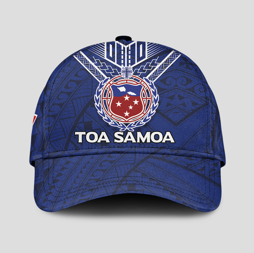 Toa Samoa Rugby Caps - Samoan Warrior Pride - LT12 Classic Cap Universal Fit Blue - Polynesian Pride