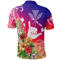 Hawaii Sunset with Hibiscus Polo Shirt Shaka Hang Loose LT7 - Polynesian Pride