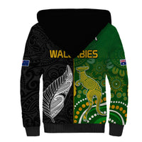 Aotearoa Rugby All Black Combine Australia Wallabies Sherpa Hoodie Aboriginal Kangaroo And Maori Fern LT9 - Polynesian Pride