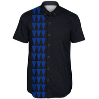 Hawaii Kakau Polynesian Hammerhead Shark Short Sleeve Shirt - Blue - Polynesian Pride