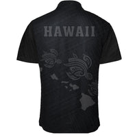 Hawaii Kakau Polynesian Three Turtles Map Short Sleeve Shirt - Grey - Polynesian Pride