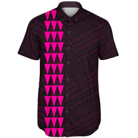 Hawaii Kakau Polynesian Coat Of Arms Short Sleeve Shirt - Pink - Polynesian Pride