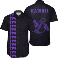 Hawaii Kakau Polynesian Anchor Short Sleeve Shirt - Purple Unisex Purple - Polynesian Pride