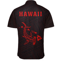 Hawaii Kakau Polynesian Hammerhead Shark Short Sleeve Shirt - Red - Polynesian Pride
