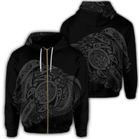Simple Zip Hoodie Gray Unisex Art - Polynesian Pride