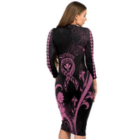 Hawaii Long Sleeves Bodycon Dress Breast Cancer Survivor Mix Hibiscus LT7 - Polynesian Pride