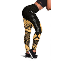Tahiti Polynesian Leggings - Polynesian Tattoo Gold Version Gold - Polynesian Pride