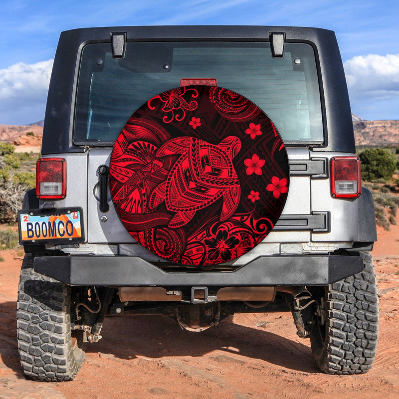 Hawaii Turtle Polynesian Spare Tire Cover Plumeria Flower Unique Style - Red LT8 Red - Polynesian Pride