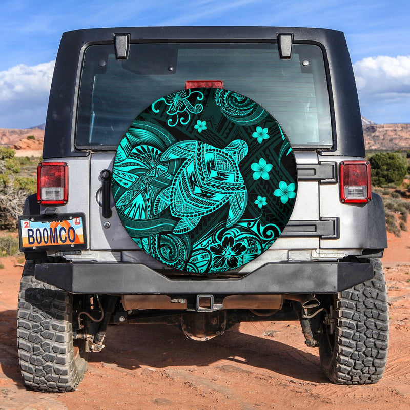 Hawaii Turtle Polynesian Spare Tire Cover Plumeria Flower Unique Style - Turquoise LT8 Turquoise - Polynesian Pride