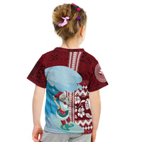 Hawaii Christmas Surfing Santa Claus Mele Kalikimaka Kid T Shirt LT7 - Polynesian Pride