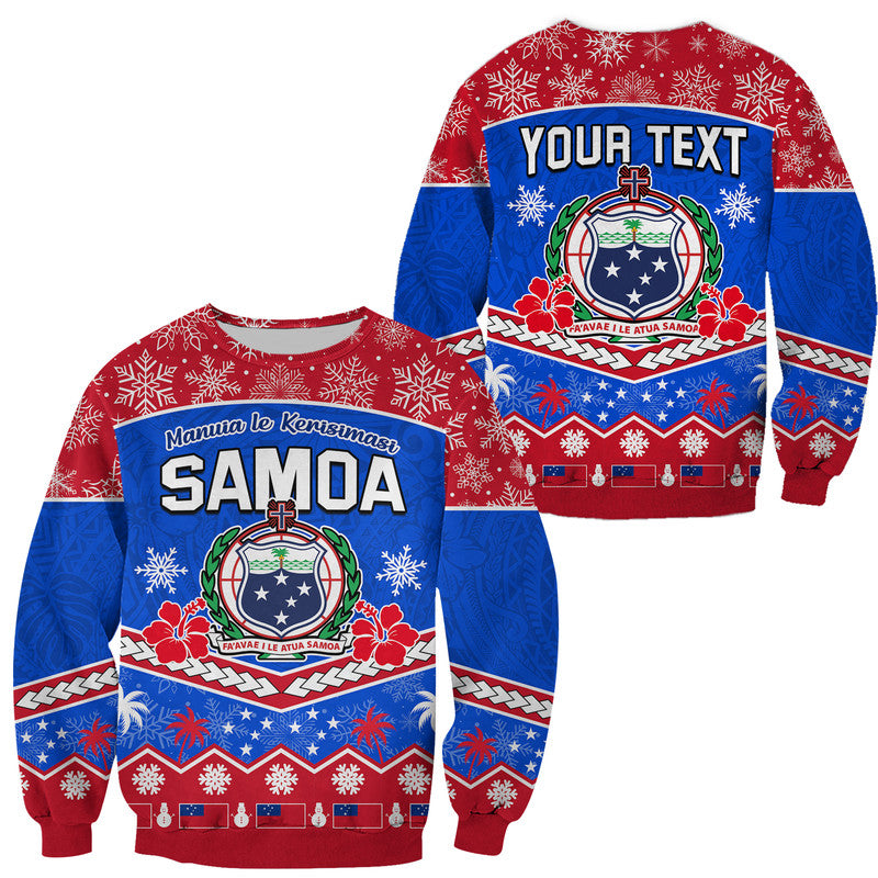 (Custom Personalised) Samoa Tribal Polynesian Christmas Vibe Sweater LT9 Unisex Blue - Polynesian Pride