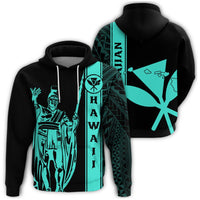 Kanaka Map King Turquoise Hoodie Edgar Style Unisex Blue - Polynesian Pride