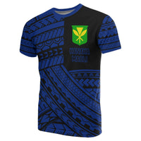 Hawaii Kanaka Polynesian T Shirt Blue Quarter Style - Polynesian Pride