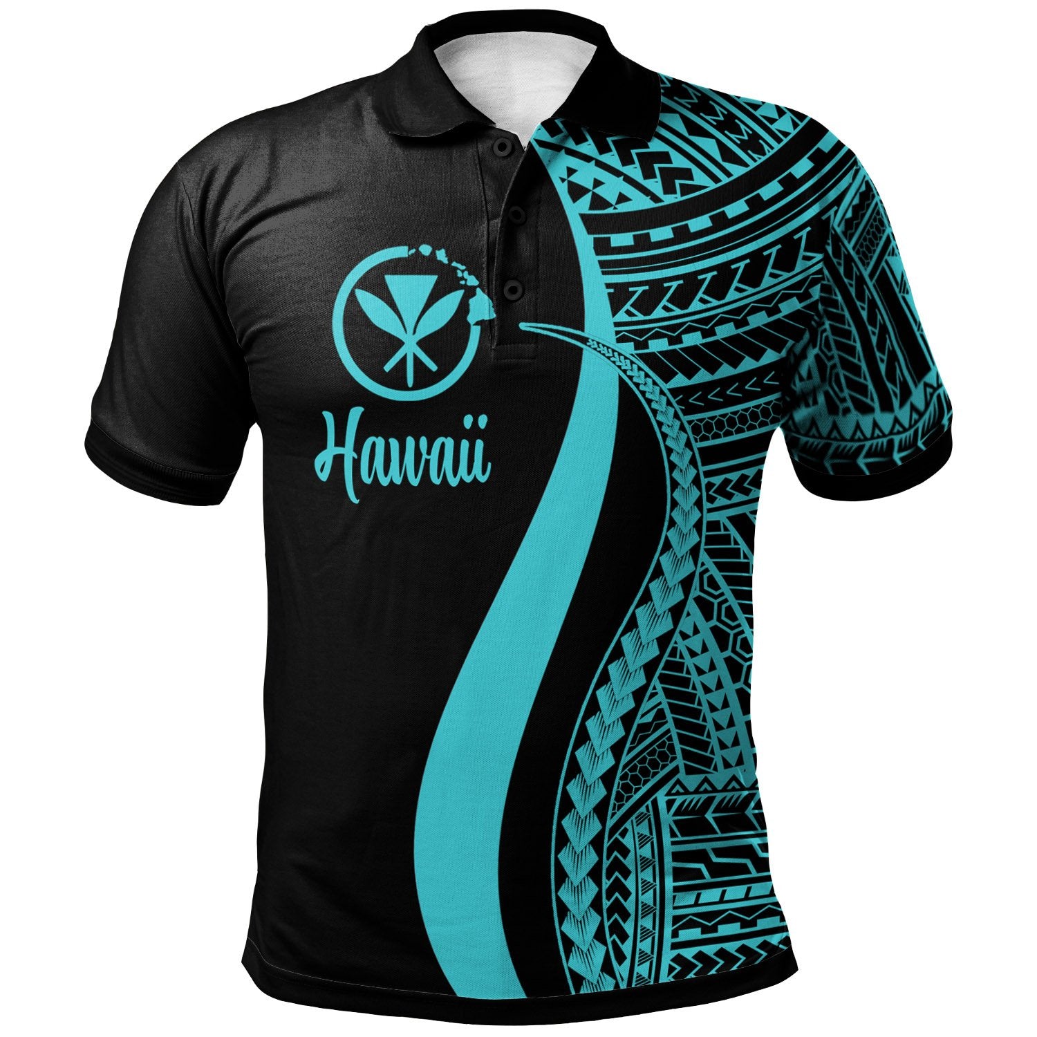 Hawaii Polo Shirt Turquoise Polynesian Tentacle Tribal Pattern Unisex Turquoise - Polynesian Pride