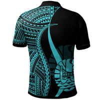 Tahiti Polo Shirt Turquoise Polynesian Tentacle Tribal Pattern - Polynesian Pride