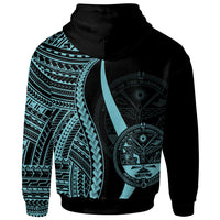 Marshall Islands Custom Zip up Hoodie Turquoise Tentacle Tribal Pattern Crest - Polynesian Pride