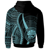 Federated States of Micronesia Zip up Hoodie Turquoise Tentacle Tribal Pattern - Polynesian Pride