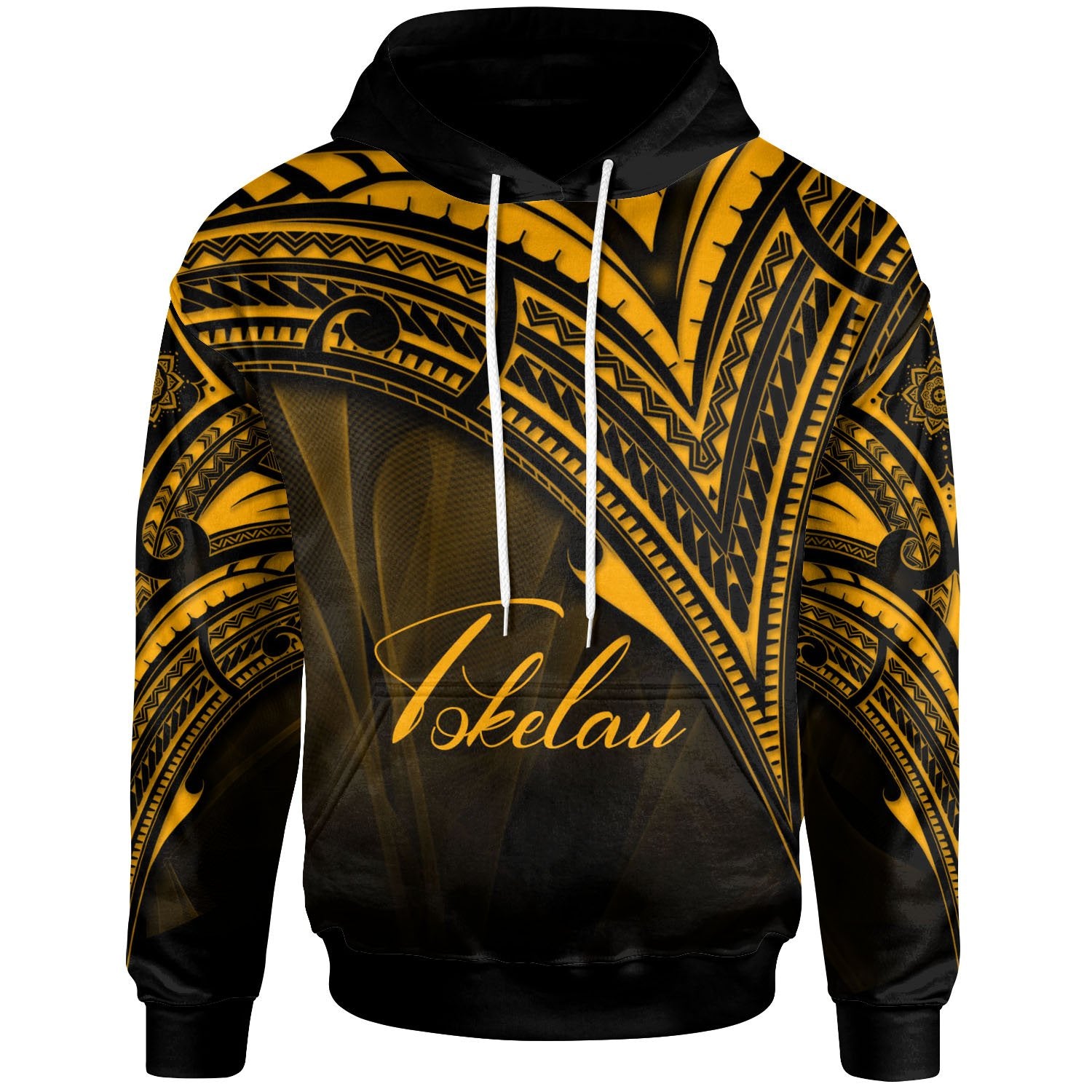 Tokelau Hoodie Gold Color Cross Style Unisex Black - Polynesian Pride