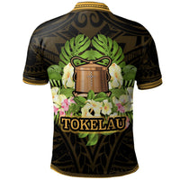 Tokelau Polo Shirt Polynesian Gold Patterns Collection - Polynesian Pride