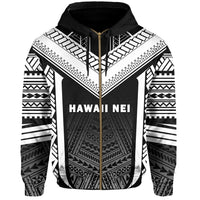 Hawaii Kanaka Polynesian Zip up Hoodie Active White - Polynesian Pride