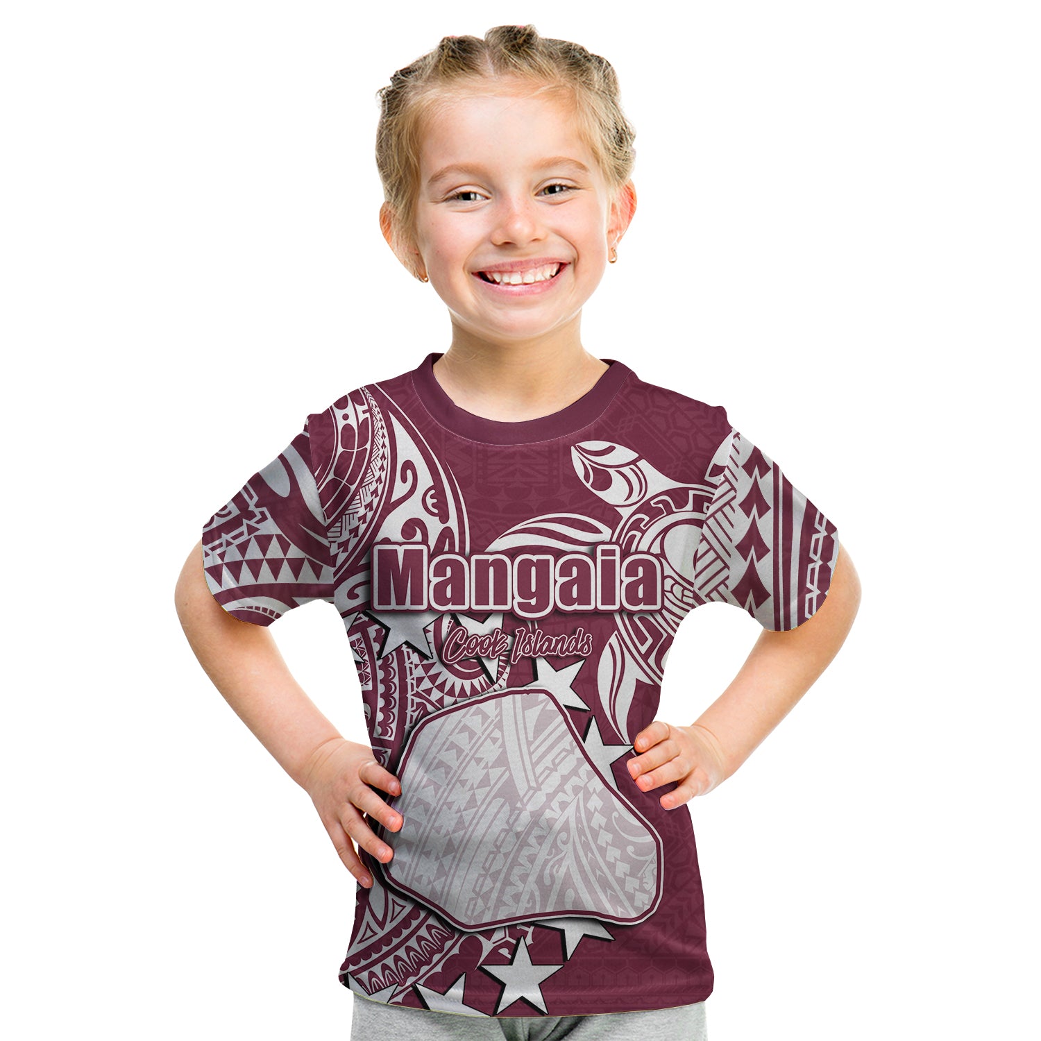 (Custom Personalised)Cook Islands T Shirt Kid Mangaia LT6 - Polynesian Pride