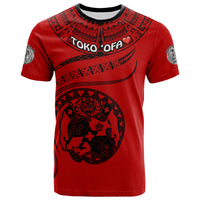 (TOKO ofA TOTI LUI) Tonga Polynesian T Shirt Tonga Waves Mix Logo Red Black LT13 Unisex Red - Polynesian Pride