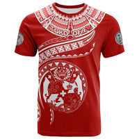 (TOKO ofA) Tonga Polynesian T Shirt Tonga Waves Mix Logo Red White LT13 Unisex Red - Polynesian Pride