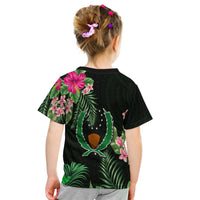 Pohnpei Micronesia Green T Shirt Kid Tropical Flowers LT13 - Polynesian Pride