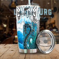 (Custom Personalised) Manaia Maori Tumbler Fern Aotearoa Blue Waves LT13 - Polynesian Pride
