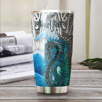 (Custom Personalised) Manaia Maori Tumbler Fern Aotearoa Blue Waves LT13 Blue - Polynesian Pride