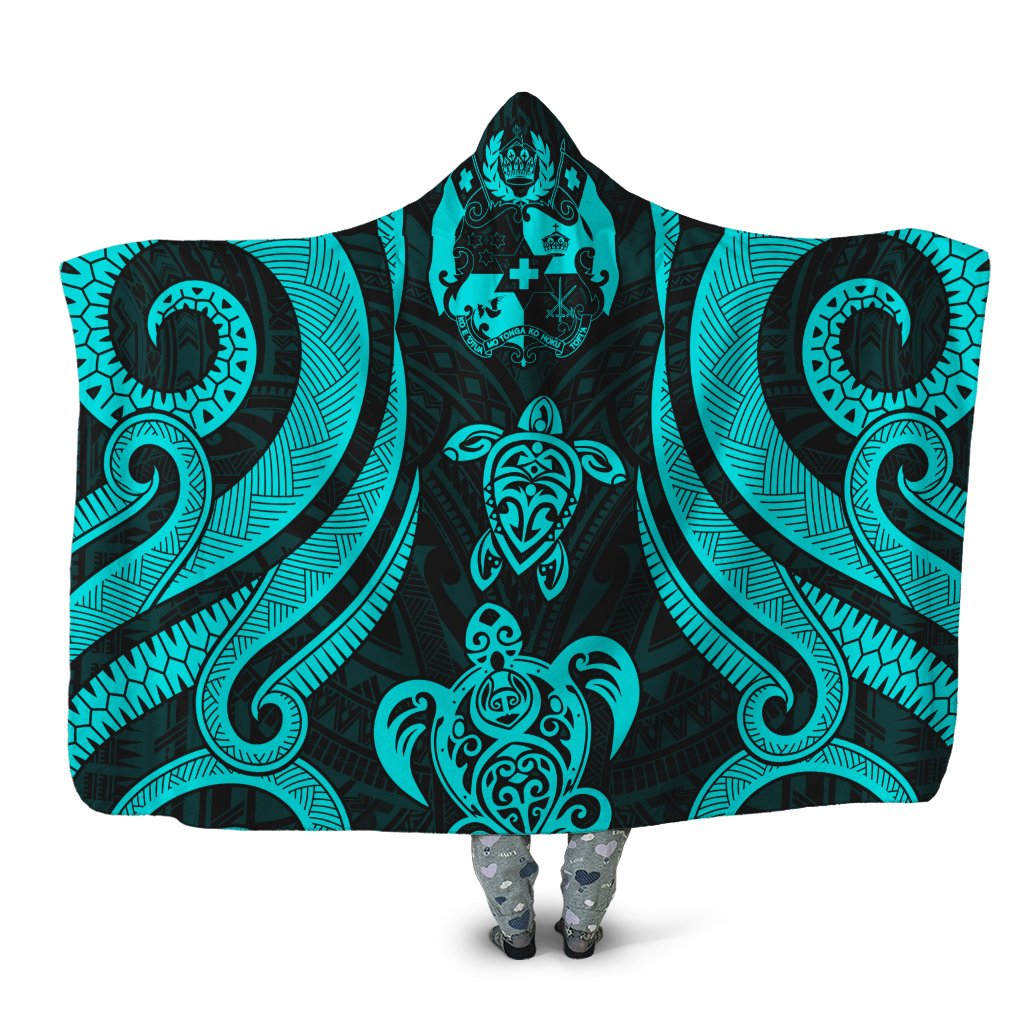 Tonga Hooded Blanket - Turquoise Tentacle Turtle Hooded Blanket Turquoise - Polynesian Pride