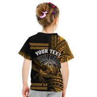 (Custom Personalised) Hawaii T Shirt KID Kakau Warrior Helmet Gradient Gold Polynesian LT14 - Polynesian Pride