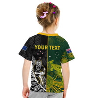 Custom Australia Rugby Mix Aotearoa Rugby T Shirt Wallabies All Black Special Version LT14 - Polynesian Pride