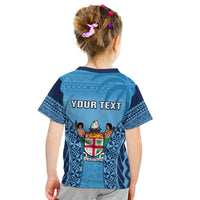 Custom Fiji University T Shirt National Fijian Tapa Pattern Blue LT14 - Polynesian Pride