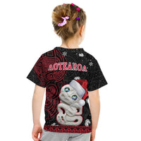 New Zealand Christmas T Shirt KID Hei Tiki Red Pohutukawa Meri Kirihimete LT14 - Polynesian Pride