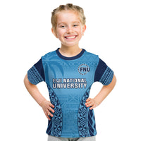 Fiji University T Shirt KID National Fijian Tapa Pattern Blue LT14 - Polynesian Pride