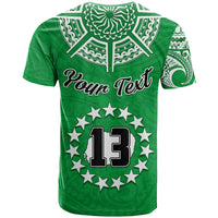(Custom Text and Number) Rarotonga Cook Islands T Shirt Turtle and Map Style Green LT13 - Polynesian Pride