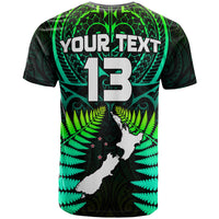 (Custom Text and Number) Aotearoa Fern T Shirt New Zealand Hei Tiki Green Style LT13 - Polynesian Pride